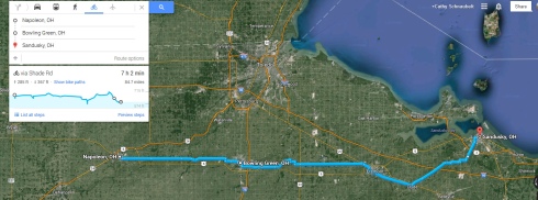 Cycling Napoleon to Sandusky through Flat Ohio roads - with a tail wind.